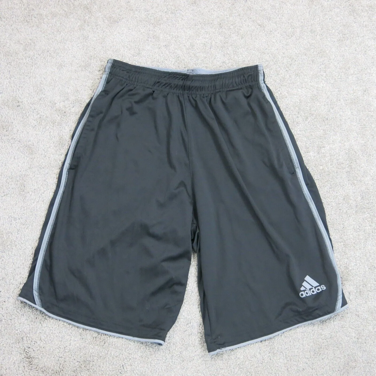 Adidas Mens Activewear Basketball Shorts Climalite Elastic Waist Logo Black SZ S