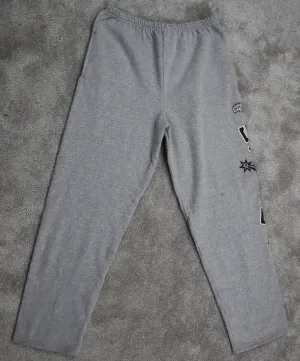 Adidas Mens Activewear Fleece Track Pants High Rise Gray Large Drawstring Waist