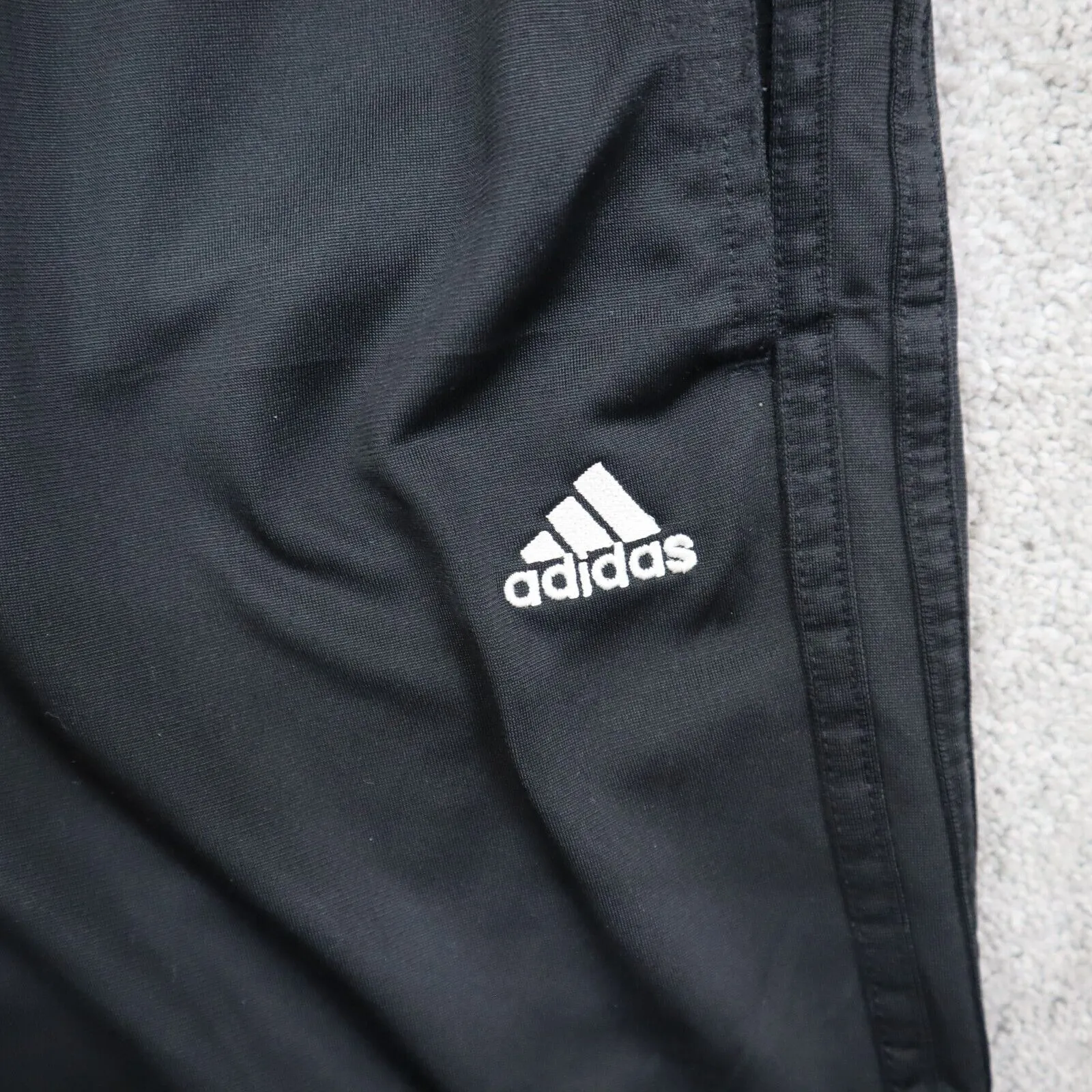 Adidas Mens Activewear Pant Running Elastic Waist Pockets Logo Black Size Small