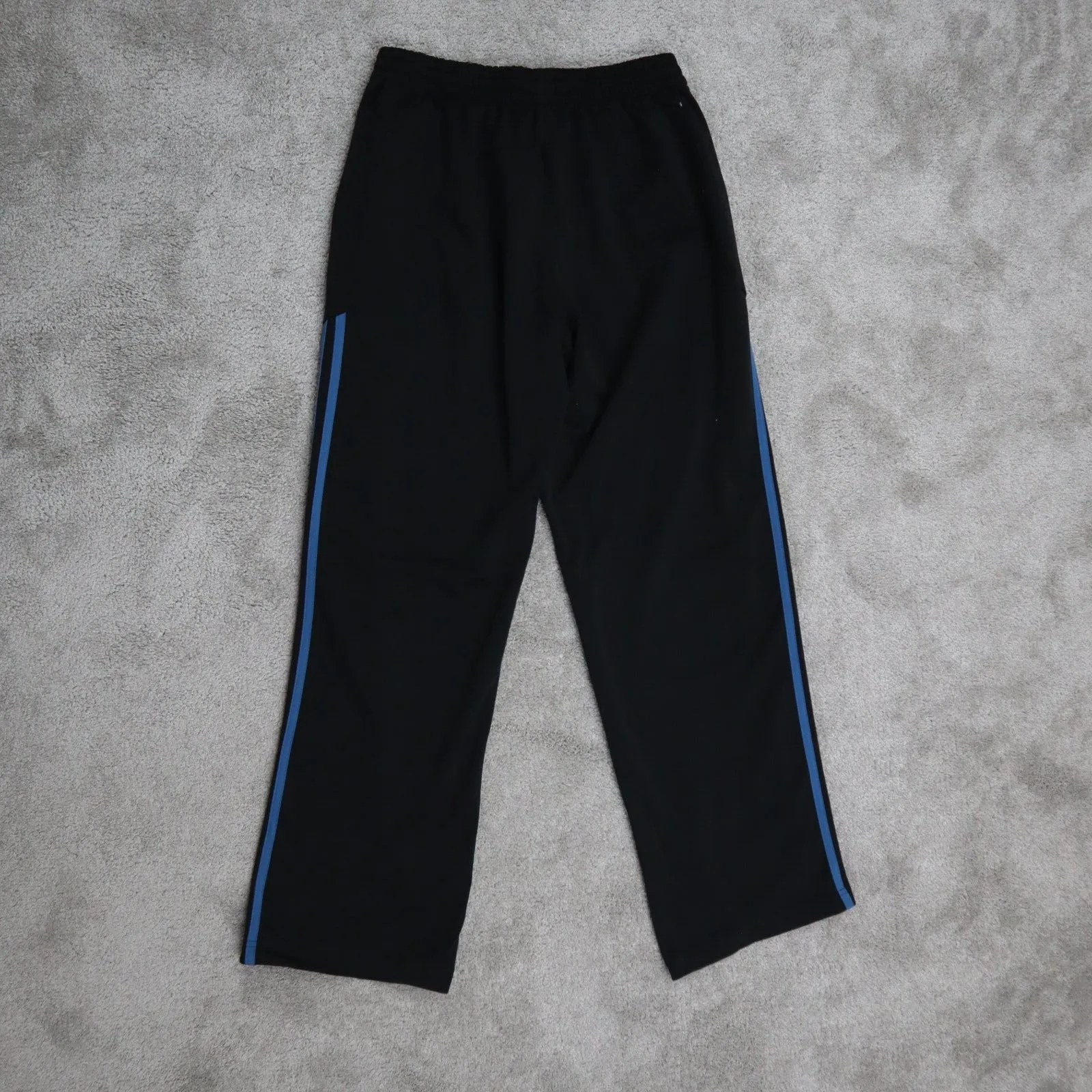 Adidas Mens Activewear Track Pants Elastic Waist 3 Striped Logo Black Size Small