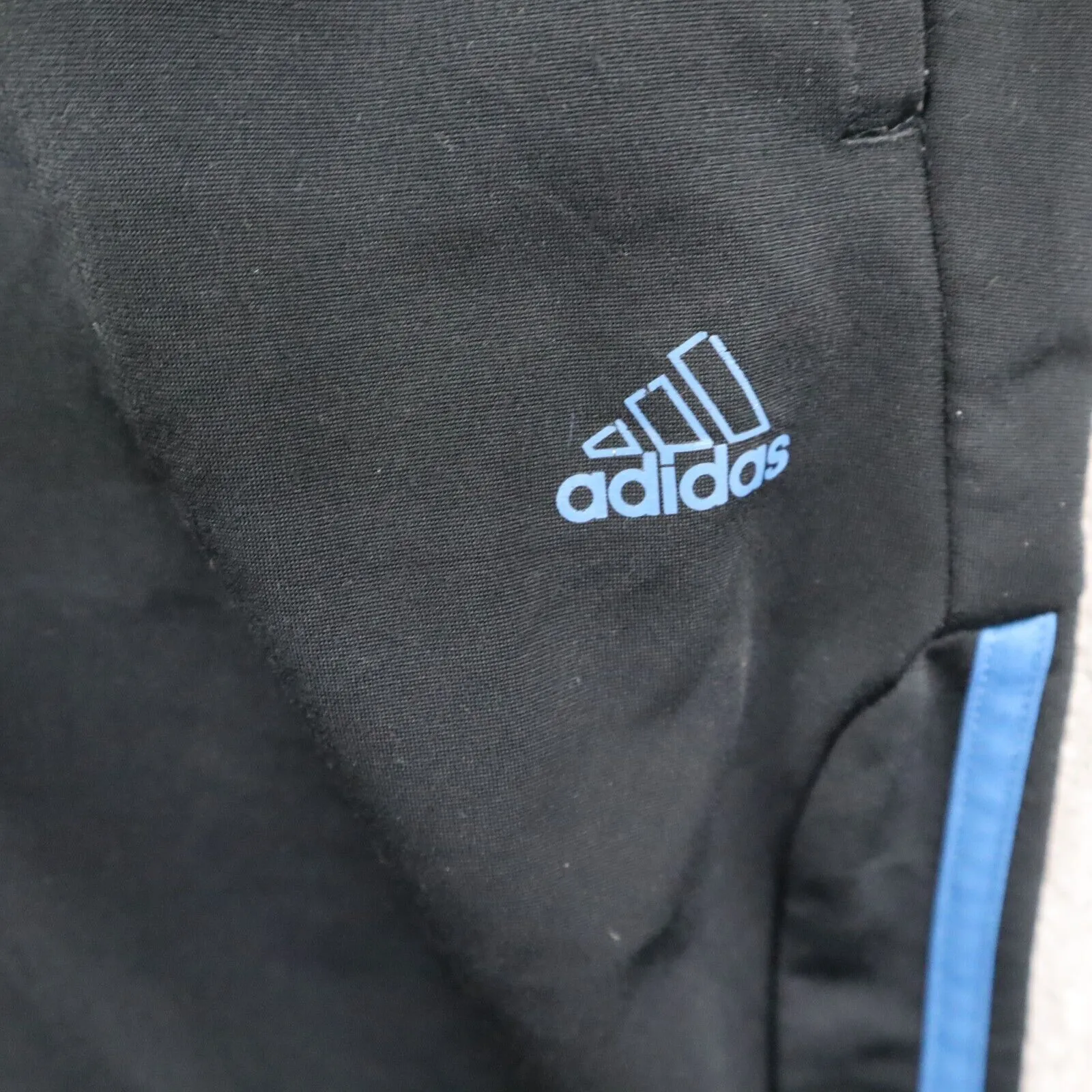 Adidas Mens Activewear Track Pants Elastic Waist 3 Striped Logo Black Size Small