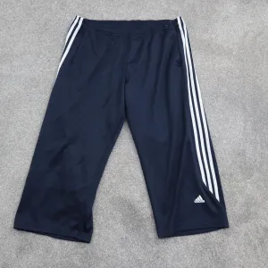 Adidas Women Activewear Cropped Pant Running & Training 3 Striped Navy Blue SZ L