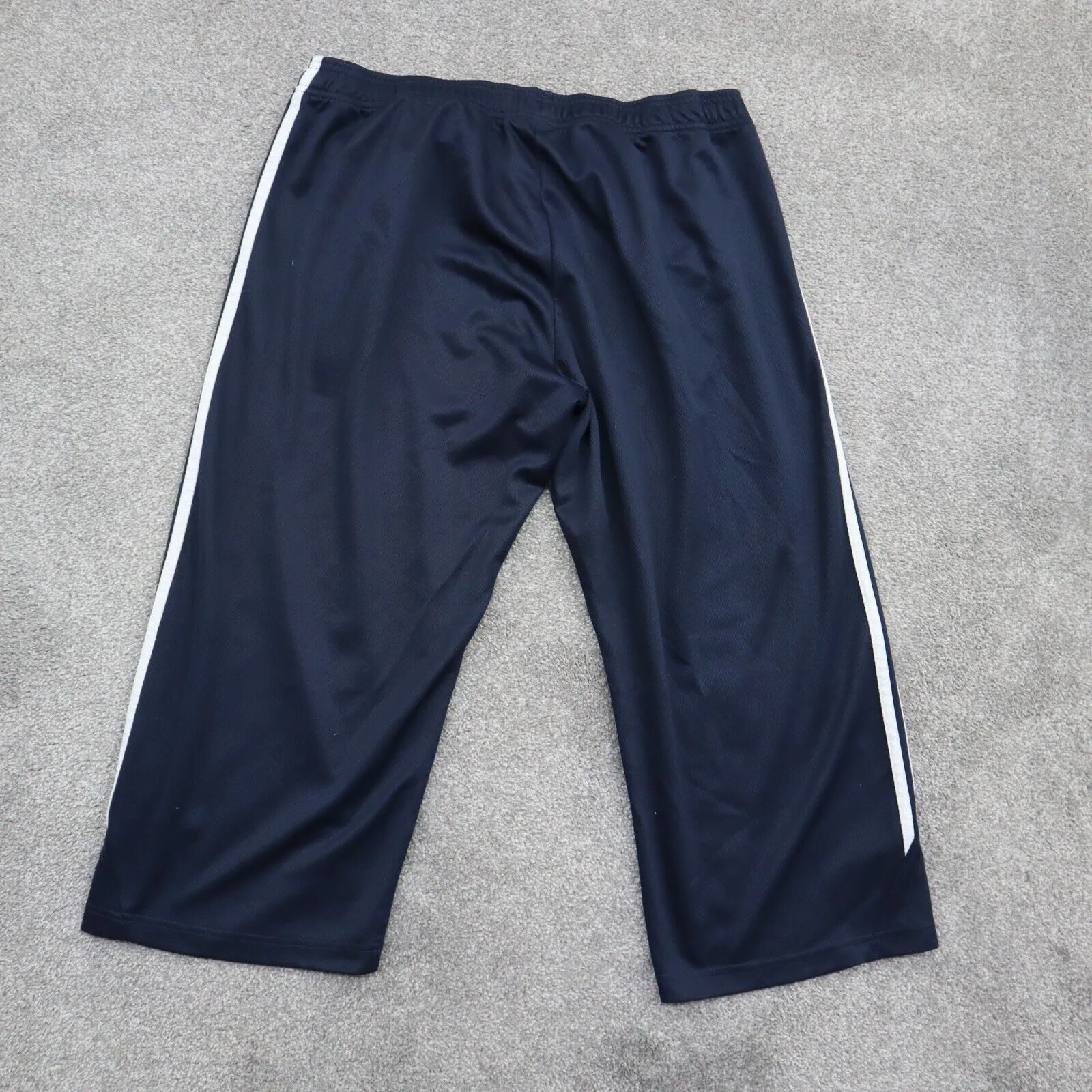 Adidas Women Activewear Cropped Pant Running & Training 3 Striped Navy Blue SZ L