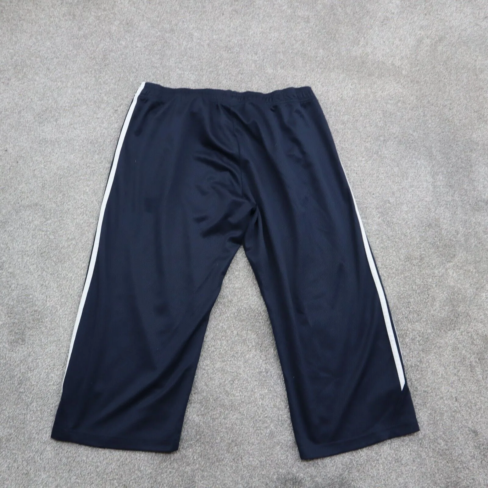 Adidas Women Activewear Cropped Pant Running & Training 3 Striped Navy Blue SZ L