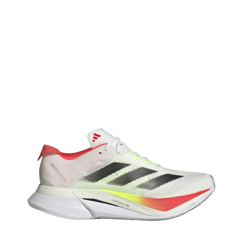 Adidas Women's Boston 12 Running Shoes in FTWR White/Core Black/Lucid Red SS25