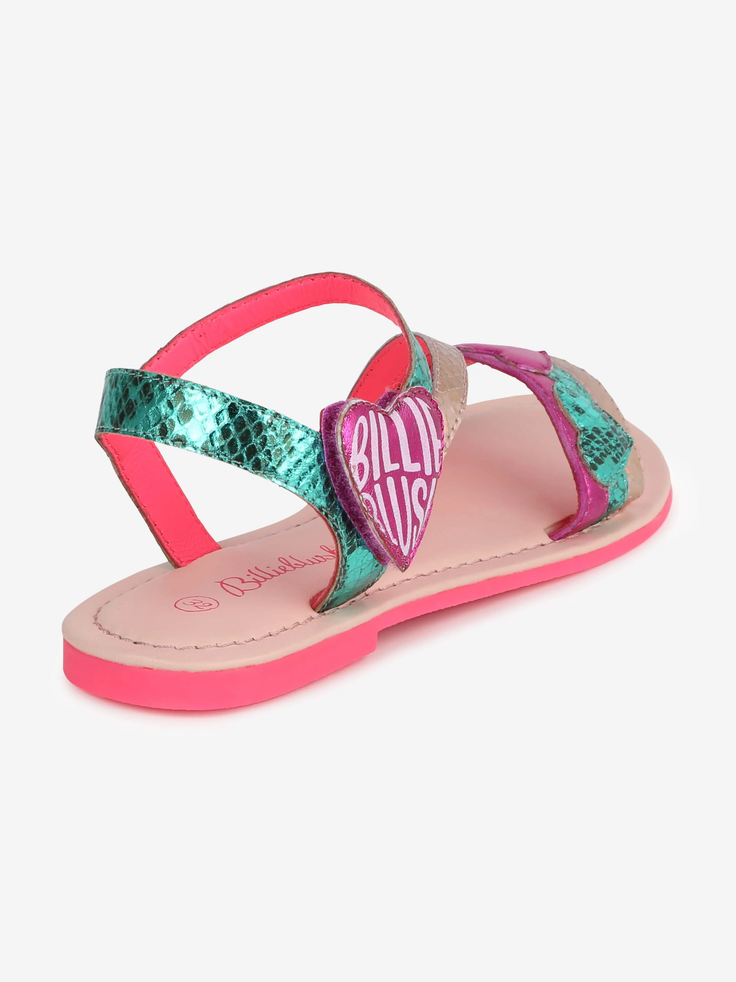 Billieblush Girls Leather Heart Sandals in Multicolour