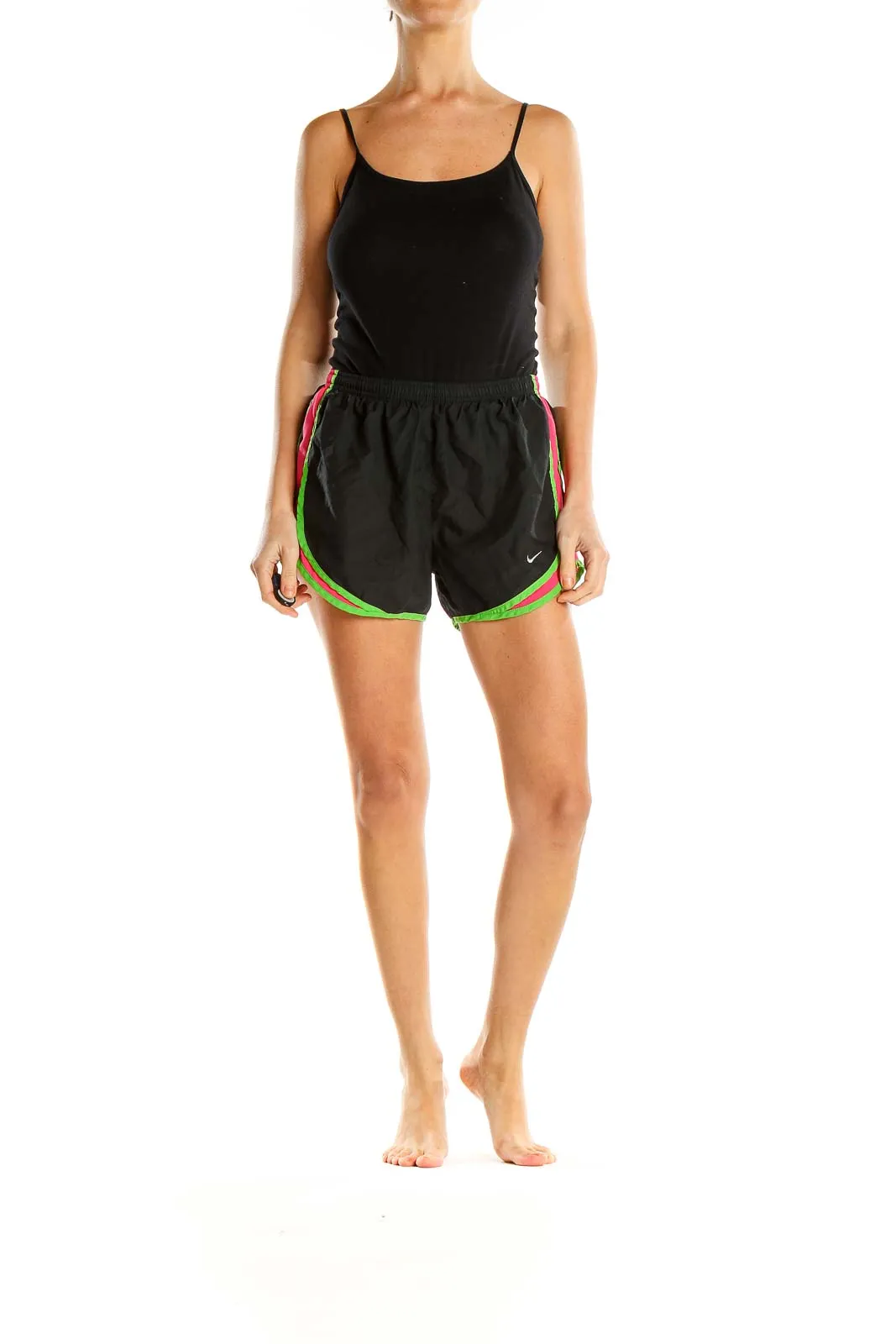 Black Multicolor Activewear Shorts