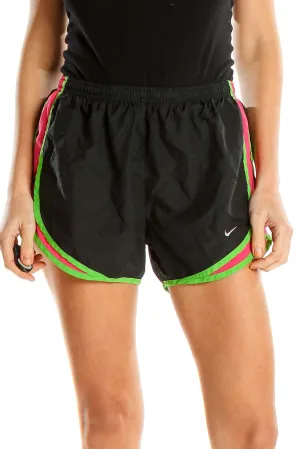 Black Multicolor Activewear Shorts