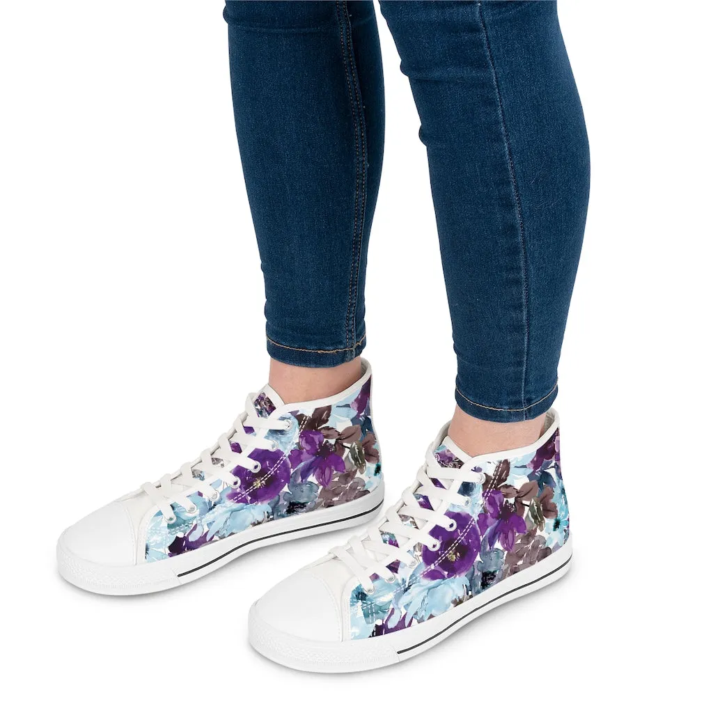 Blue Floral Women's High Top Sneakers