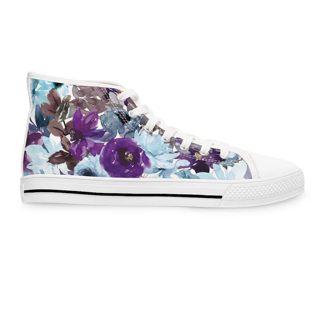 Blue Floral Women's High Top Sneakers