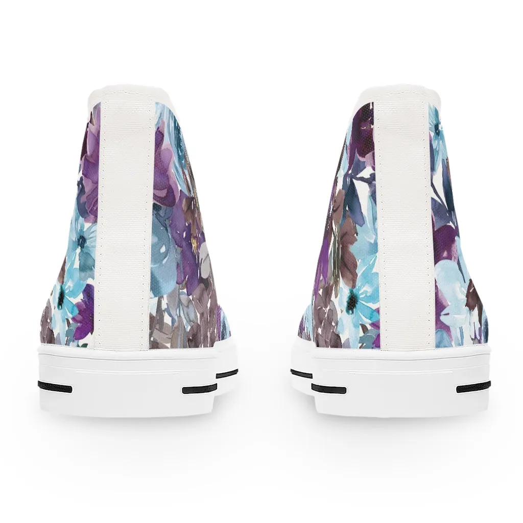 Blue Floral Women's High Top Sneakers