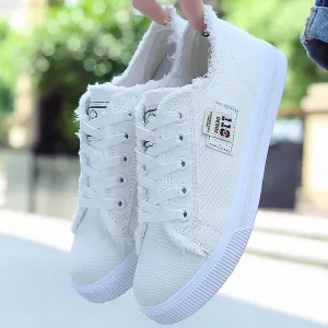 Casual shoes woman new arrival lace-up canvas shoes spring/autumn fashion shallow solid blue/black/white shoes