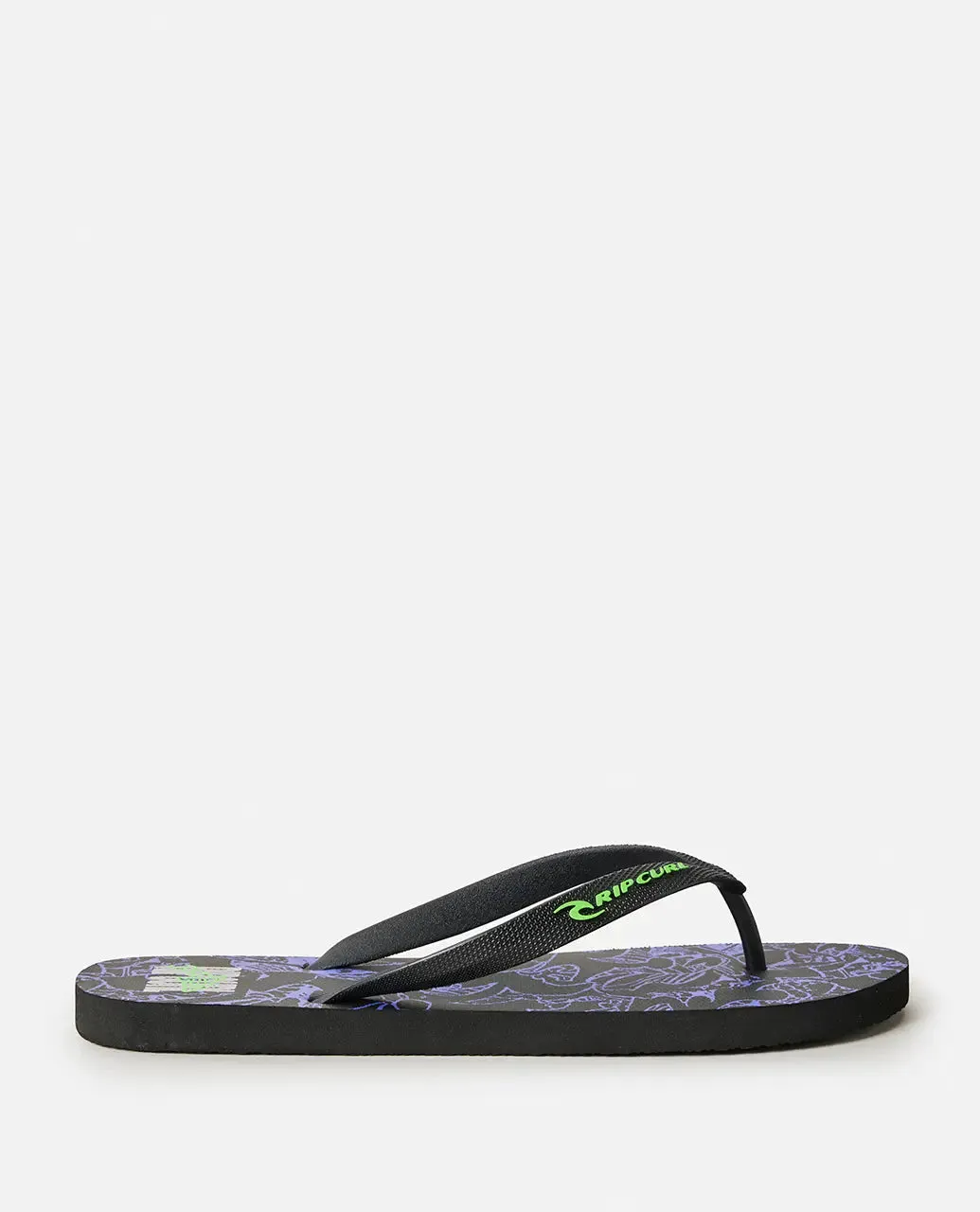 Core Energy Bloom Open Toe Flip Flops in Black & Blue