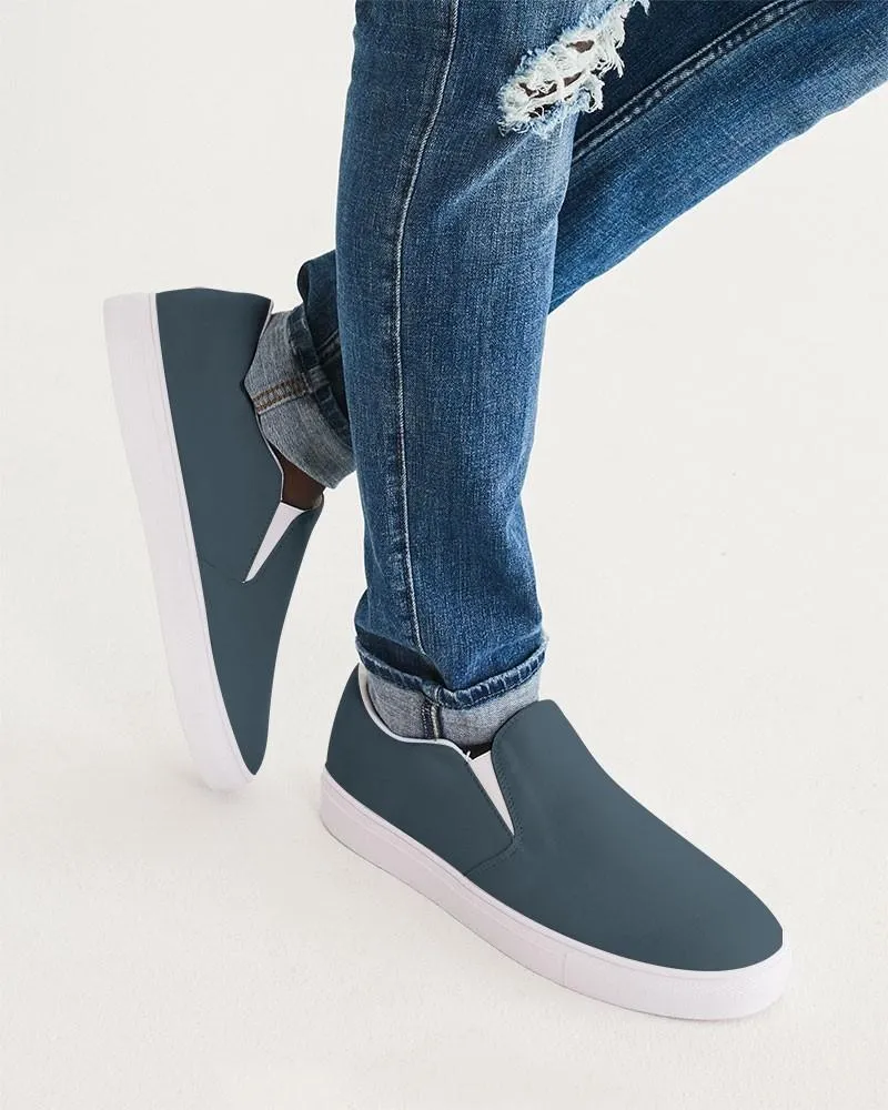 Dark Cyan Slip-On Canvas Sneakers | Men's | Dark Pale Pastel Cyan | C30M0Y0K80