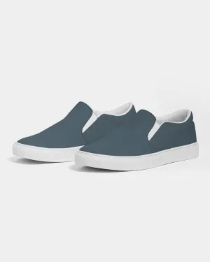 Dark Cyan Slip-On Canvas Sneakers | Men's | Dark Pale Pastel Cyan | C30M0Y0K80