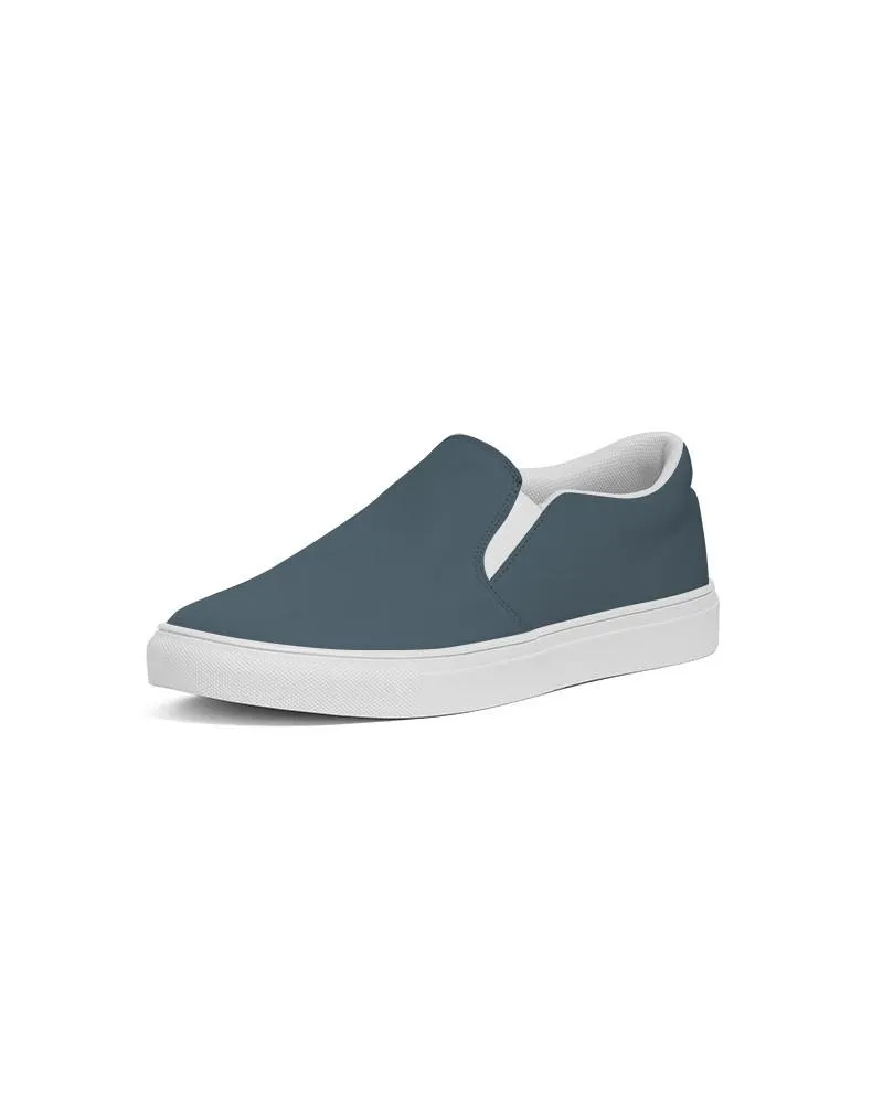 Dark Cyan Slip-On Canvas Sneakers | Men's | Dark Pale Pastel Cyan | C30M0Y0K80