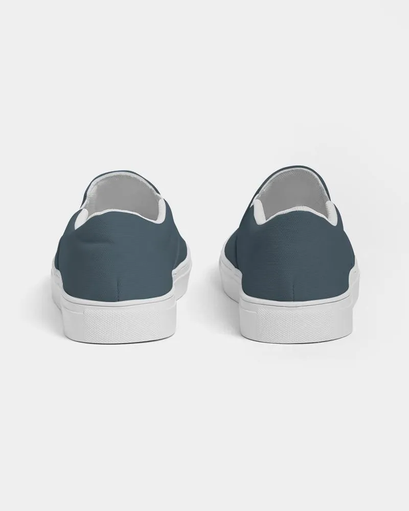 Dark Cyan Slip-On Canvas Sneakers | Men's | Dark Pale Pastel Cyan | C30M0Y0K80