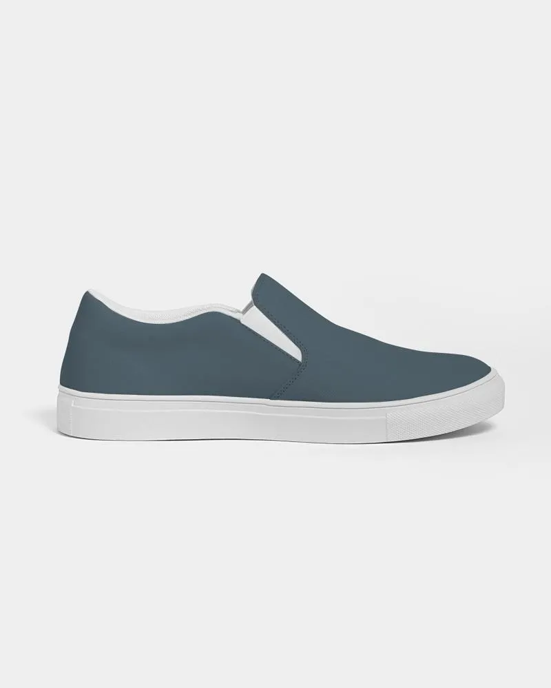 Dark Cyan Slip-On Canvas Sneakers | Men's | Dark Pale Pastel Cyan | C30M0Y0K80