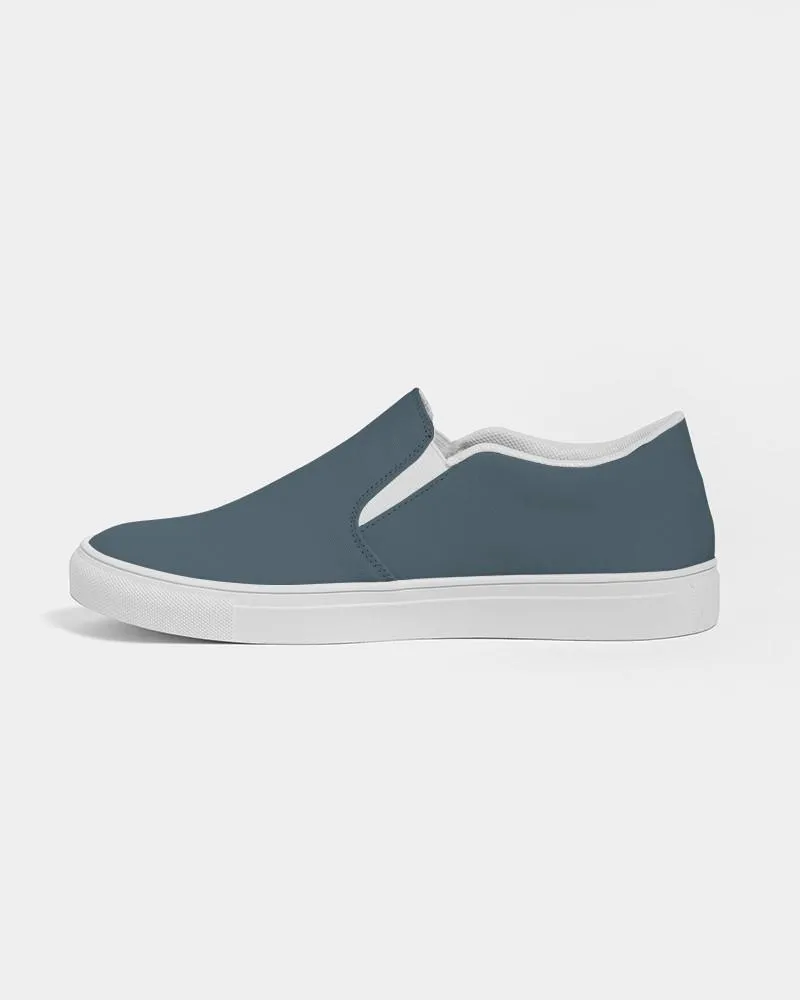 Dark Cyan Slip-On Canvas Sneakers | Men's | Dark Pale Pastel Cyan | C30M0Y0K80