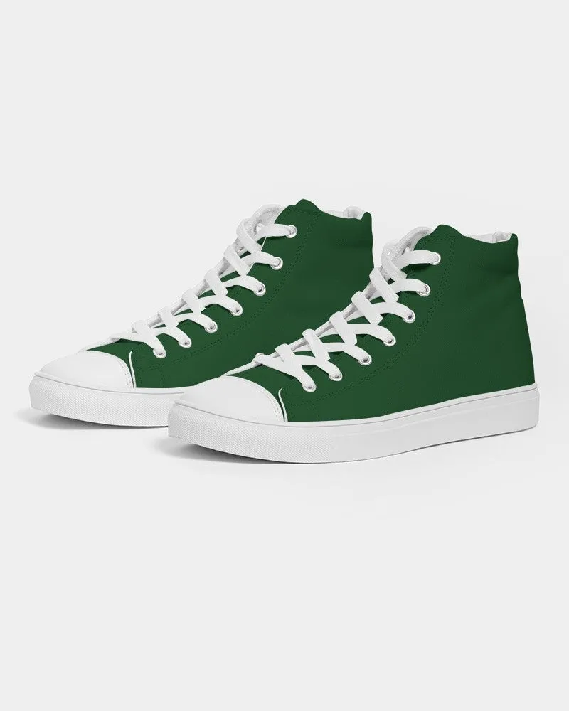 Dark Green Men's High-top Canvas Sneakers | Men's | Dark Pure Green | C100M0Y100K80