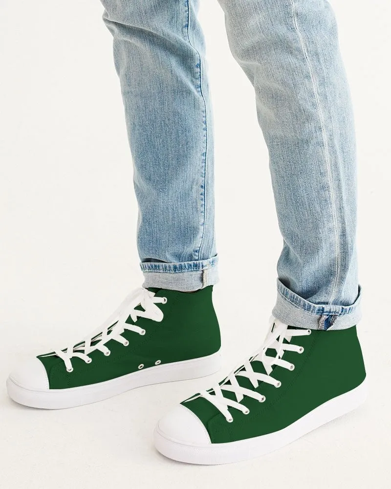 Dark Green Men's High-top Canvas Sneakers | Men's | Dark Pure Green | C100M0Y100K80