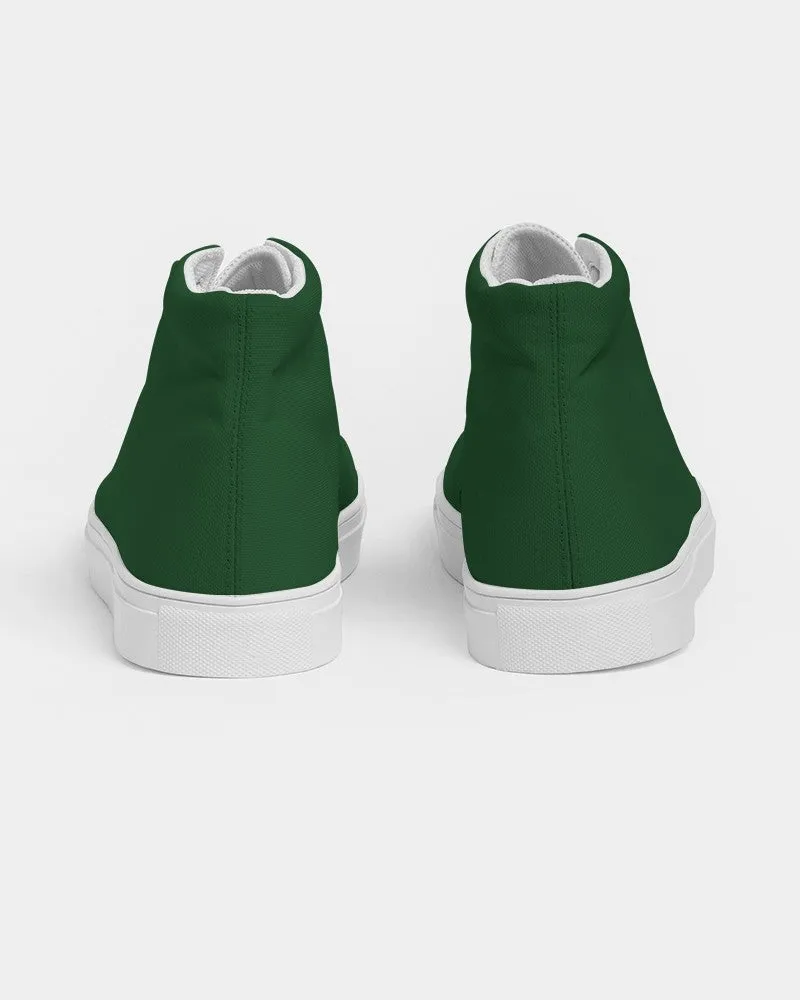 Dark Green Men's High-top Canvas Sneakers | Men's | Dark Pure Green | C100M0Y100K80