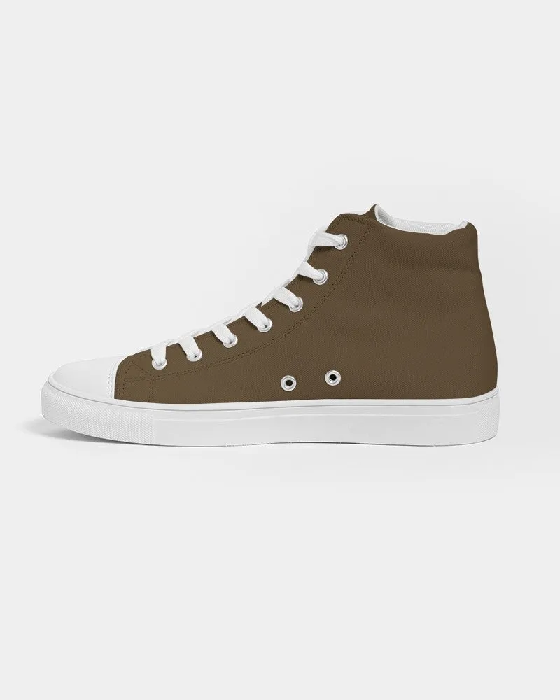 Dark Orange Brown Men's High-top Canvas Sneakers | Men's | Dark Pastel Orange Brown | C0M30Y60K80