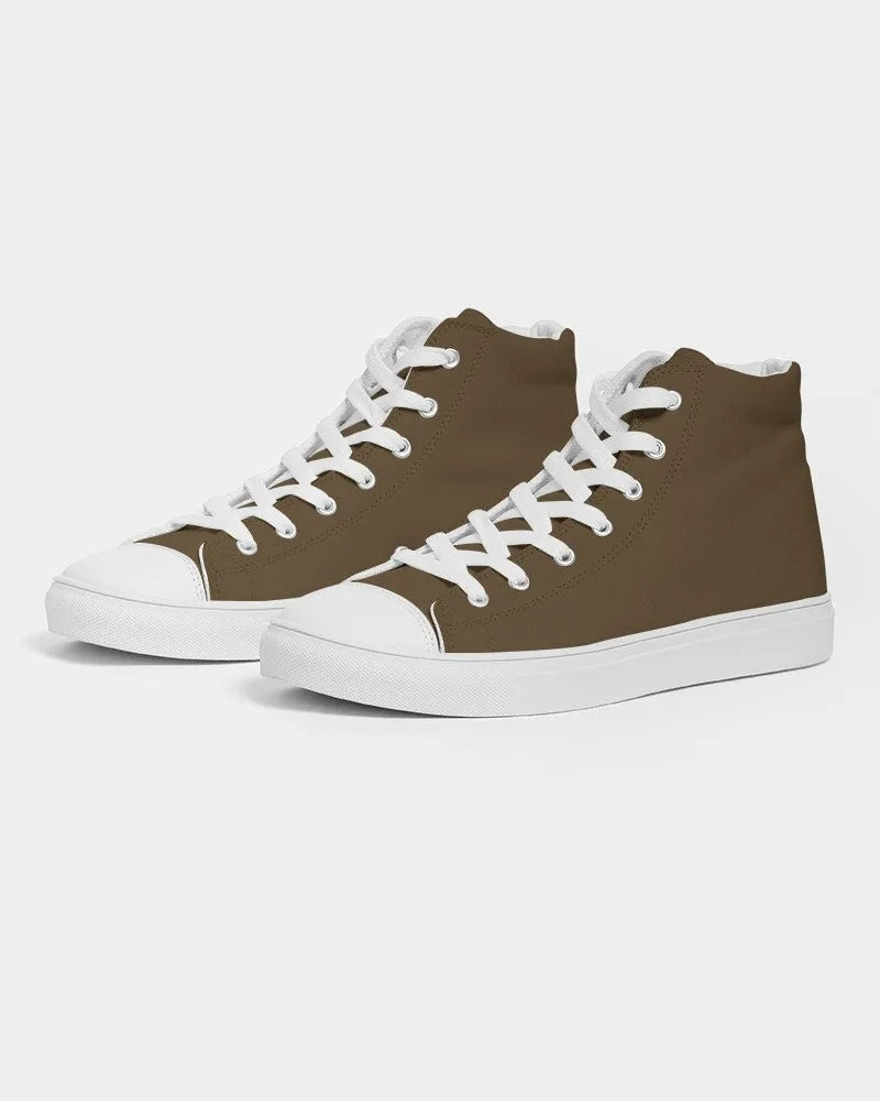 Dark Orange Brown Men's High-top Canvas Sneakers | Men's | Dark Pastel Orange Brown | C0M30Y60K80