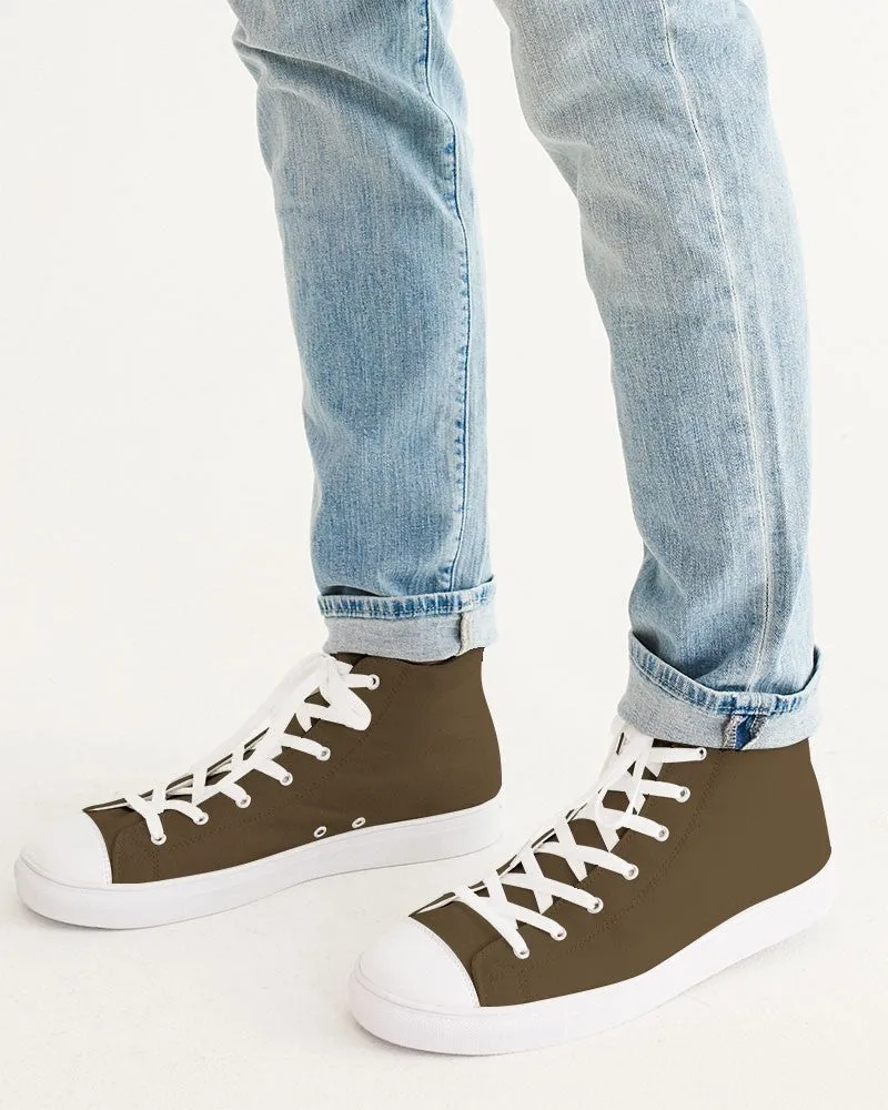 Dark Orange Brown Men's High-top Canvas Sneakers | Men's | Dark Pastel Orange Brown | C0M30Y60K80