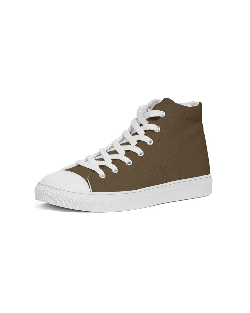 Dark Orange Brown Men's High-top Canvas Sneakers | Men's | Dark Pastel Orange Brown | C0M30Y60K80