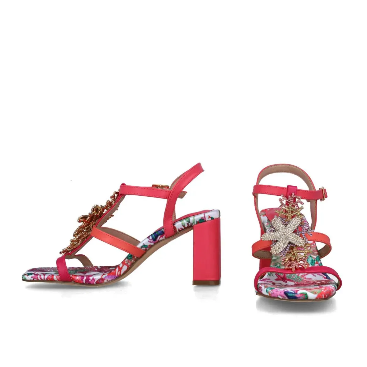 Embellished Strappy Heel Multi-Coloured Evening Sandals