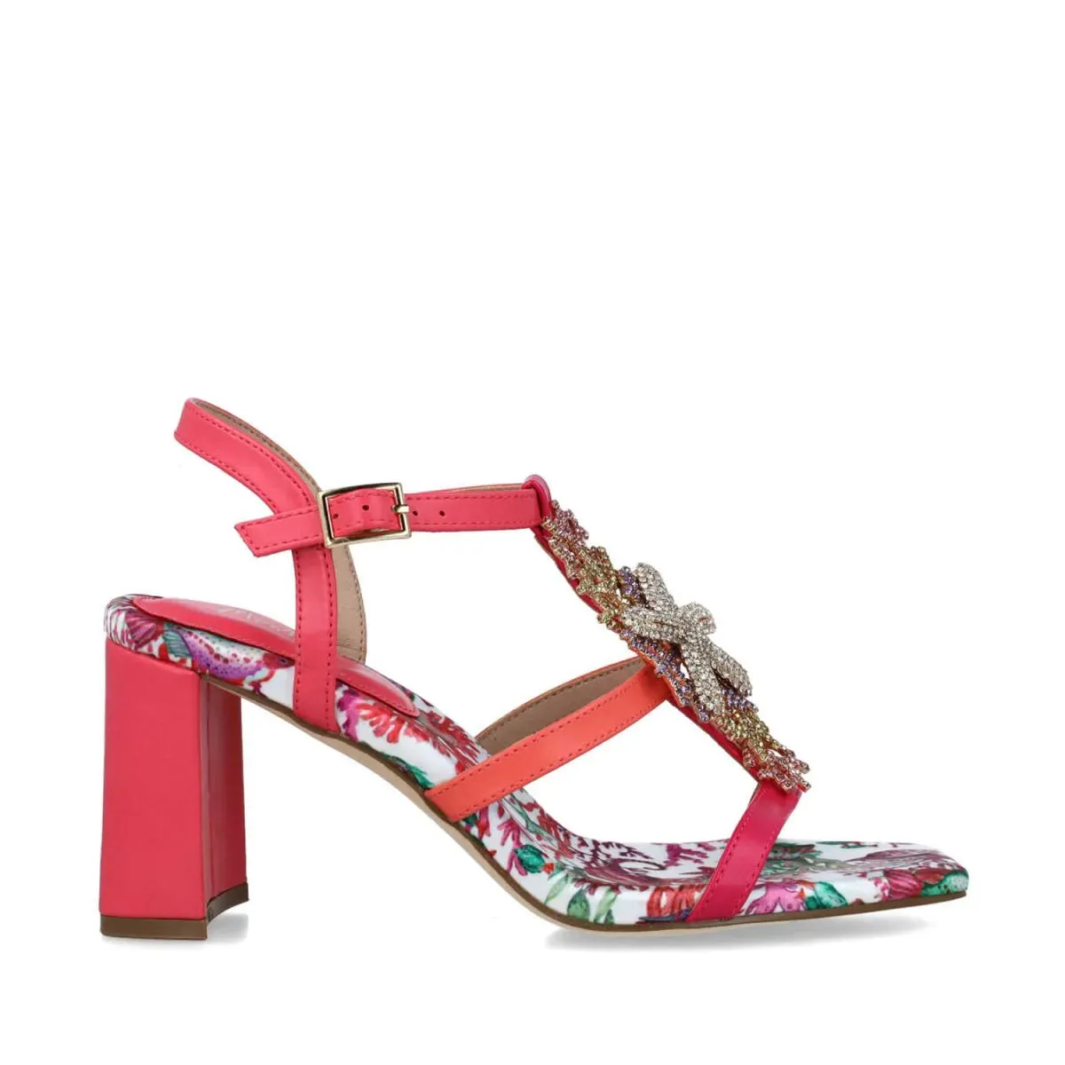 Embellished Strappy Heel Multi-Coloured Evening Sandals