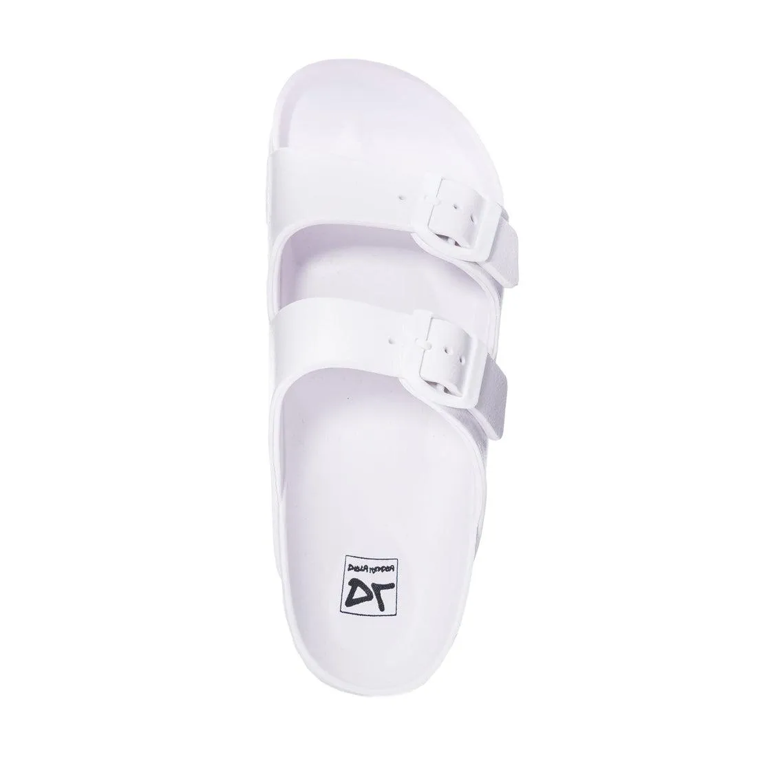 Genavive Jelly Pool Slide Buckle Flatform Sandal - White