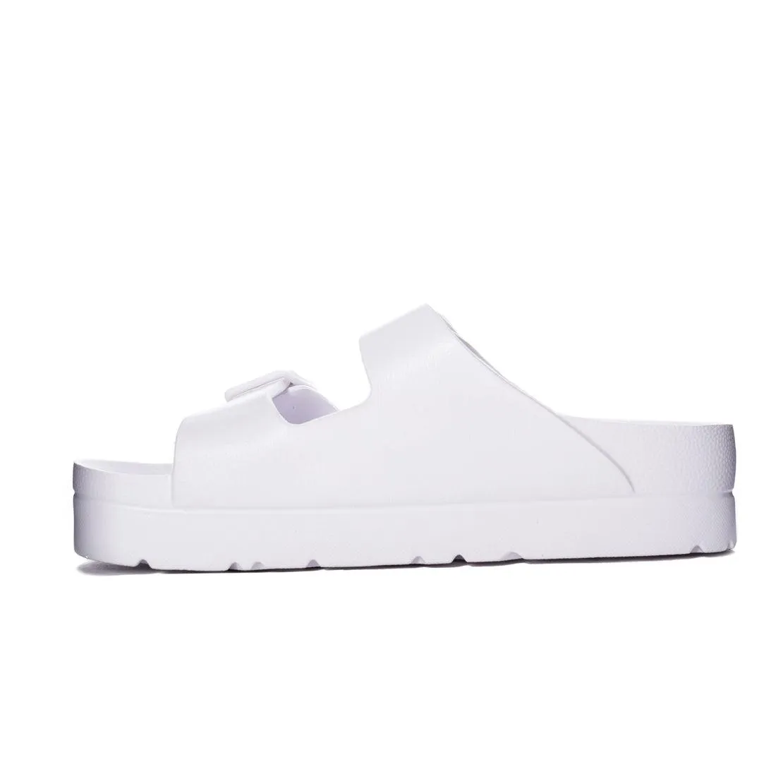 Genavive Jelly Pool Slide Buckle Flatform Sandal - White