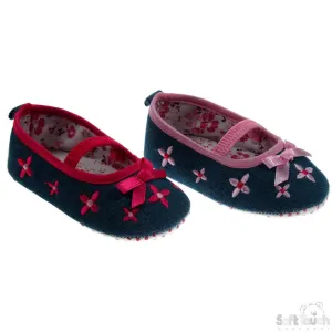 GIRLS FLOWER PRINT DENIM SHOES: B1135