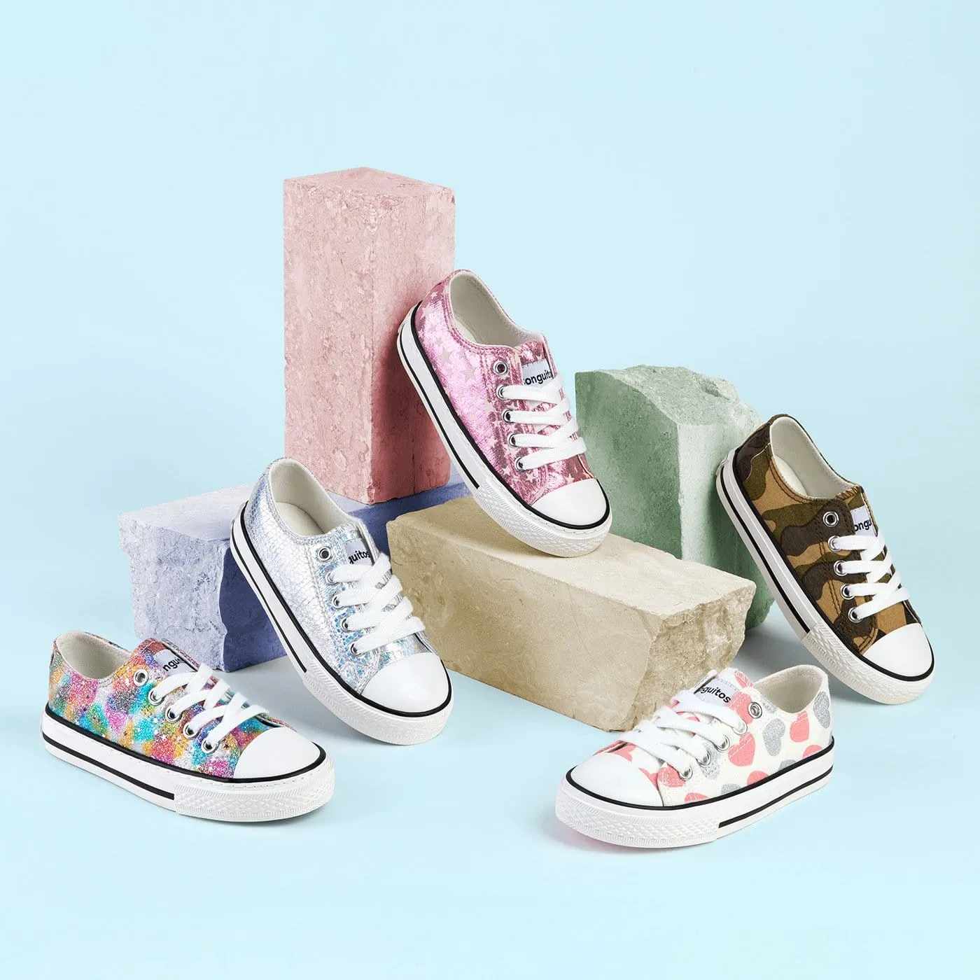 Girl's Hearts White Canvas Sneakers