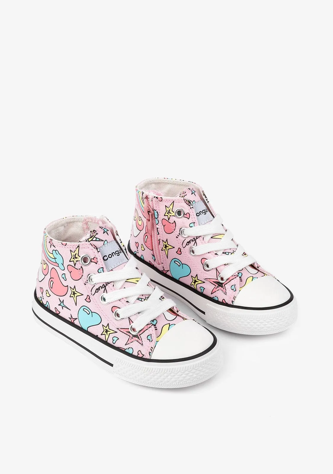 Girl's Pink Unicorn Hi-Top Sneakers