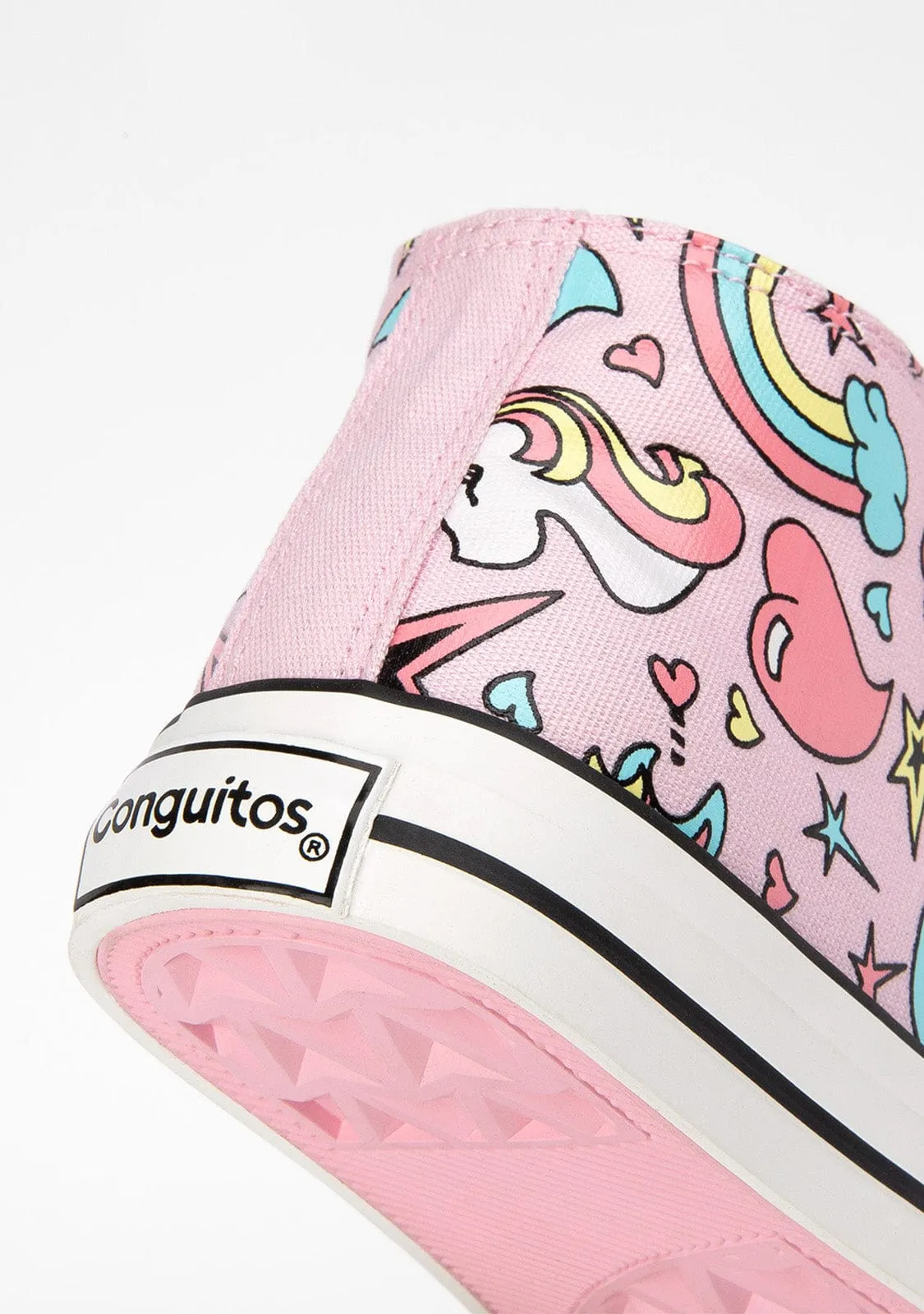 Girl's Pink Unicorn Hi-Top Sneakers