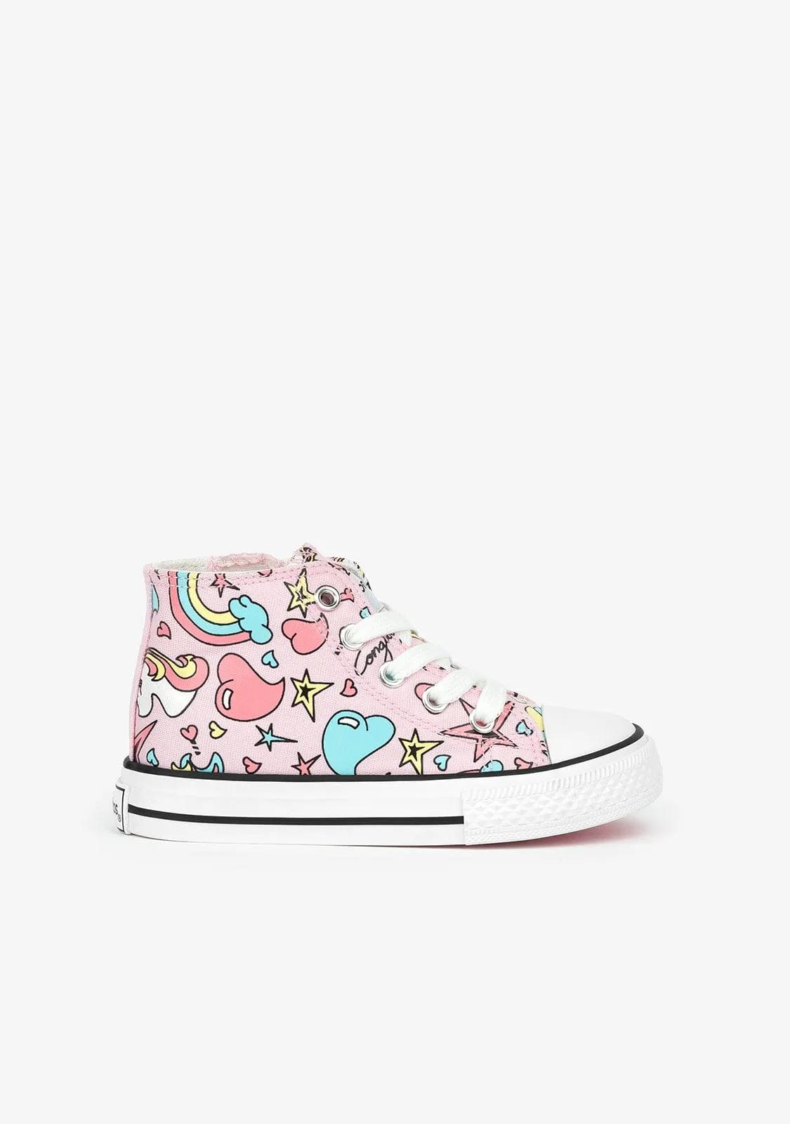 Girl's Pink Unicorn Hi-Top Sneakers