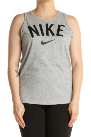 Gray Graphic Print Activewear Tank Top