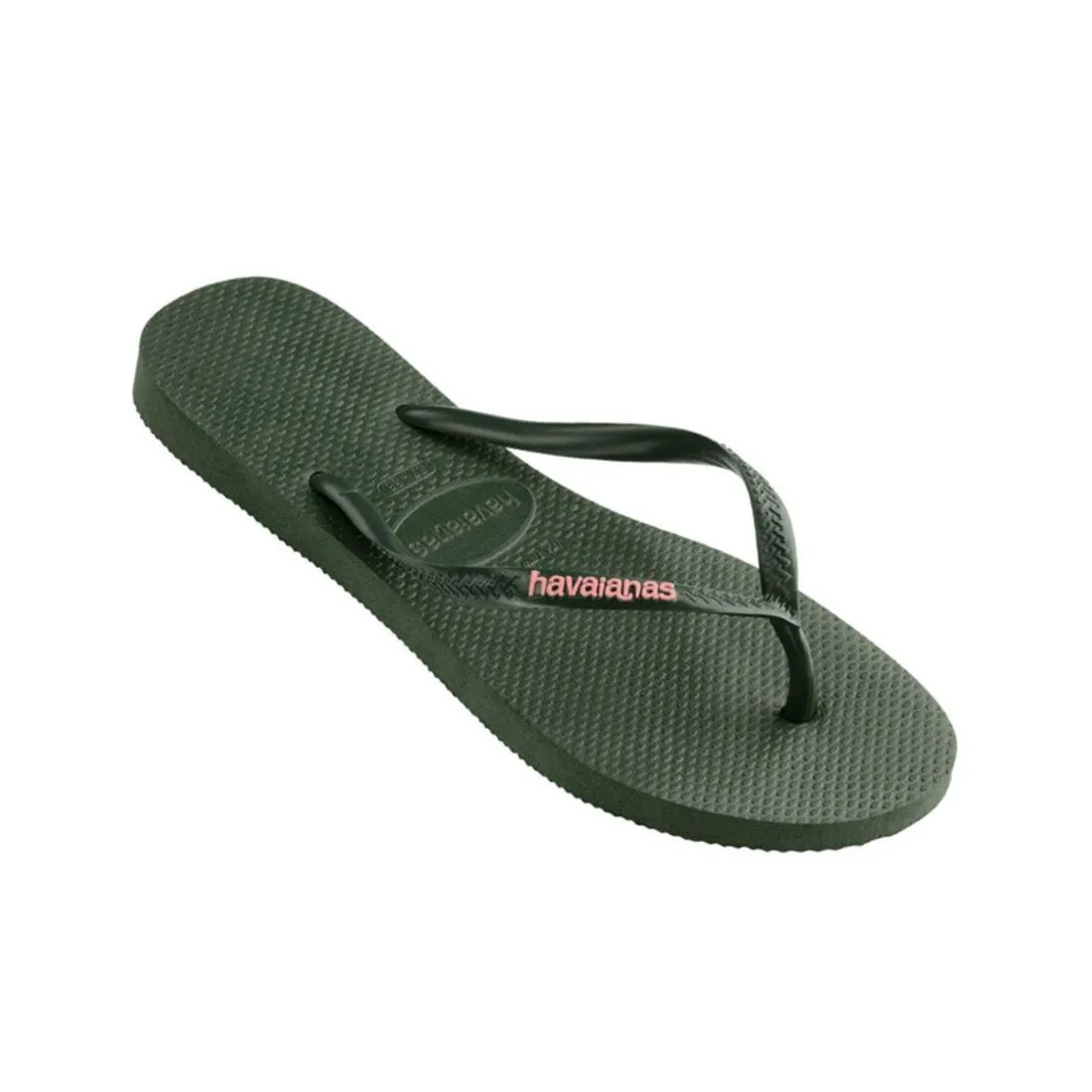 Havaianas Women's Flip Flops Slim Rubber Logo - Green/Pink