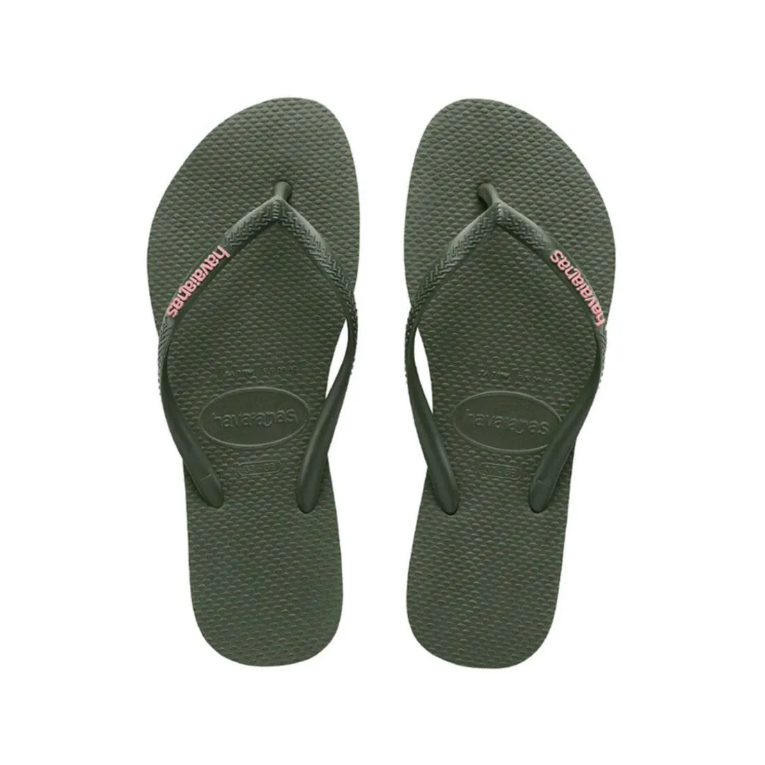 Havaianas Women's Flip Flops Slim Rubber Logo - Green/Pink