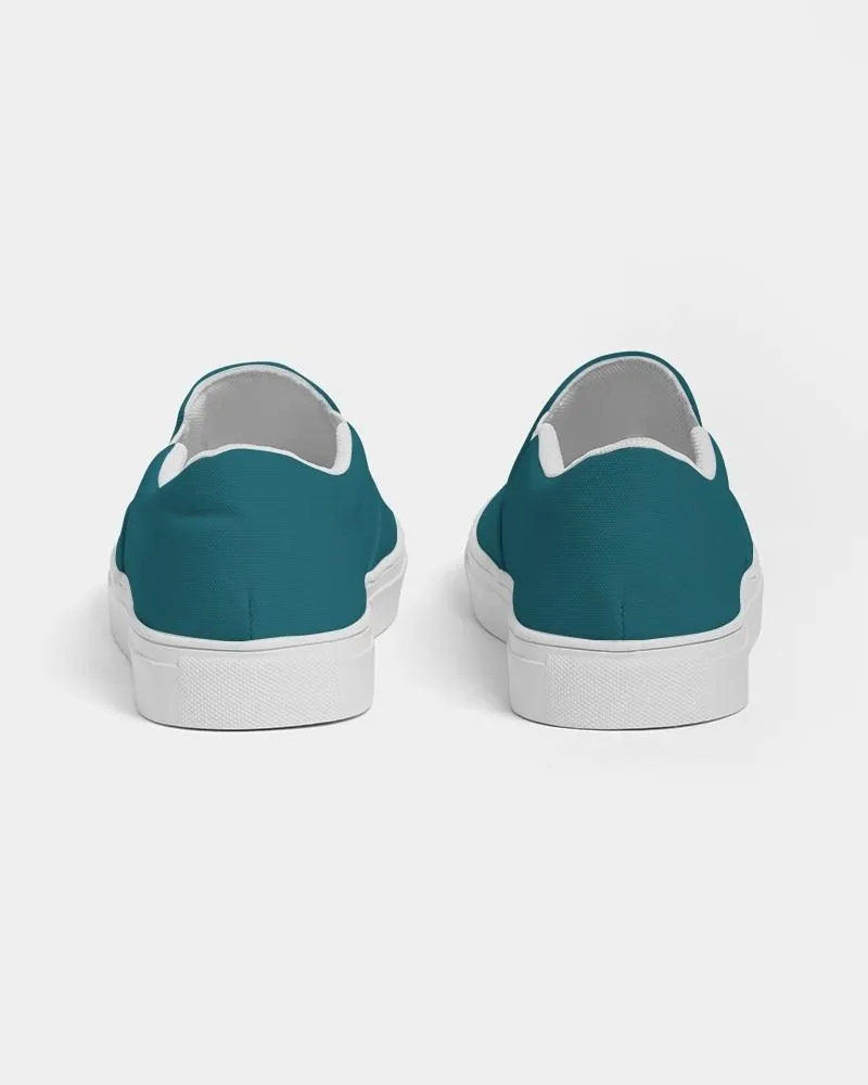 Medium Dark Warm Cyan Slip-On Canvas Sneakers | Men's | Medium Dark Pure Warm Cyan | C100M0Y25K60