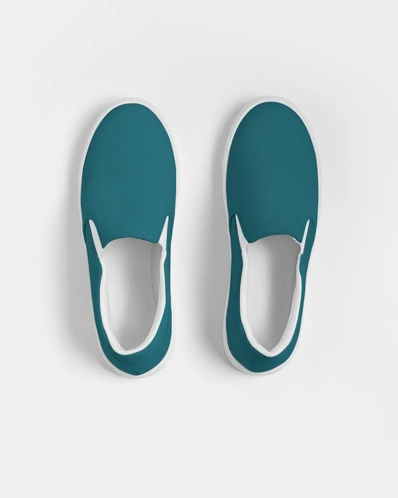 Medium Dark Warm Cyan Slip-On Canvas Sneakers | Men's | Medium Dark Pure Warm Cyan | C100M0Y25K60