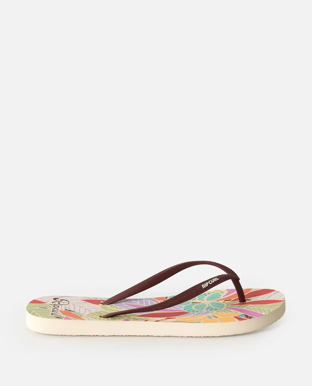 Mixed Bloom Open Toe Flip Flops in Dark Chocolate