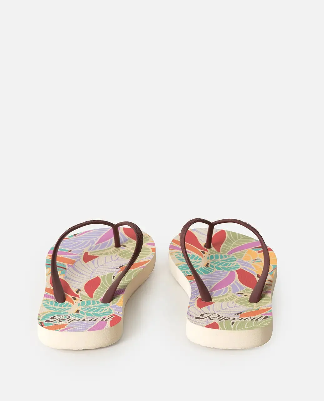 Mixed Bloom Open Toe Flip Flops in Dark Chocolate