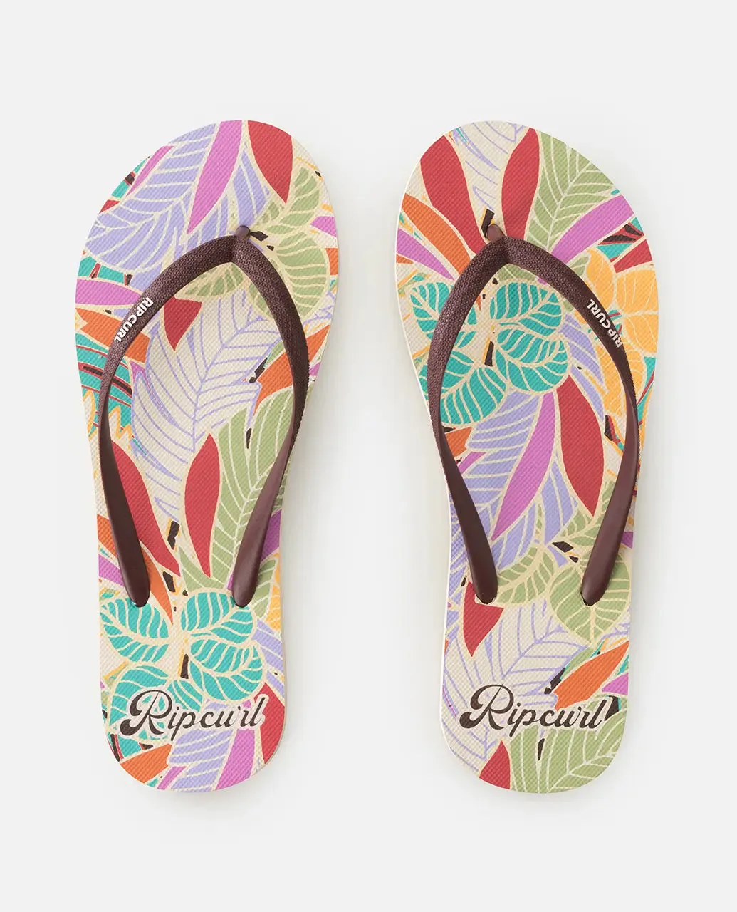 Mixed Bloom Open Toe Flip Flops in Dark Chocolate