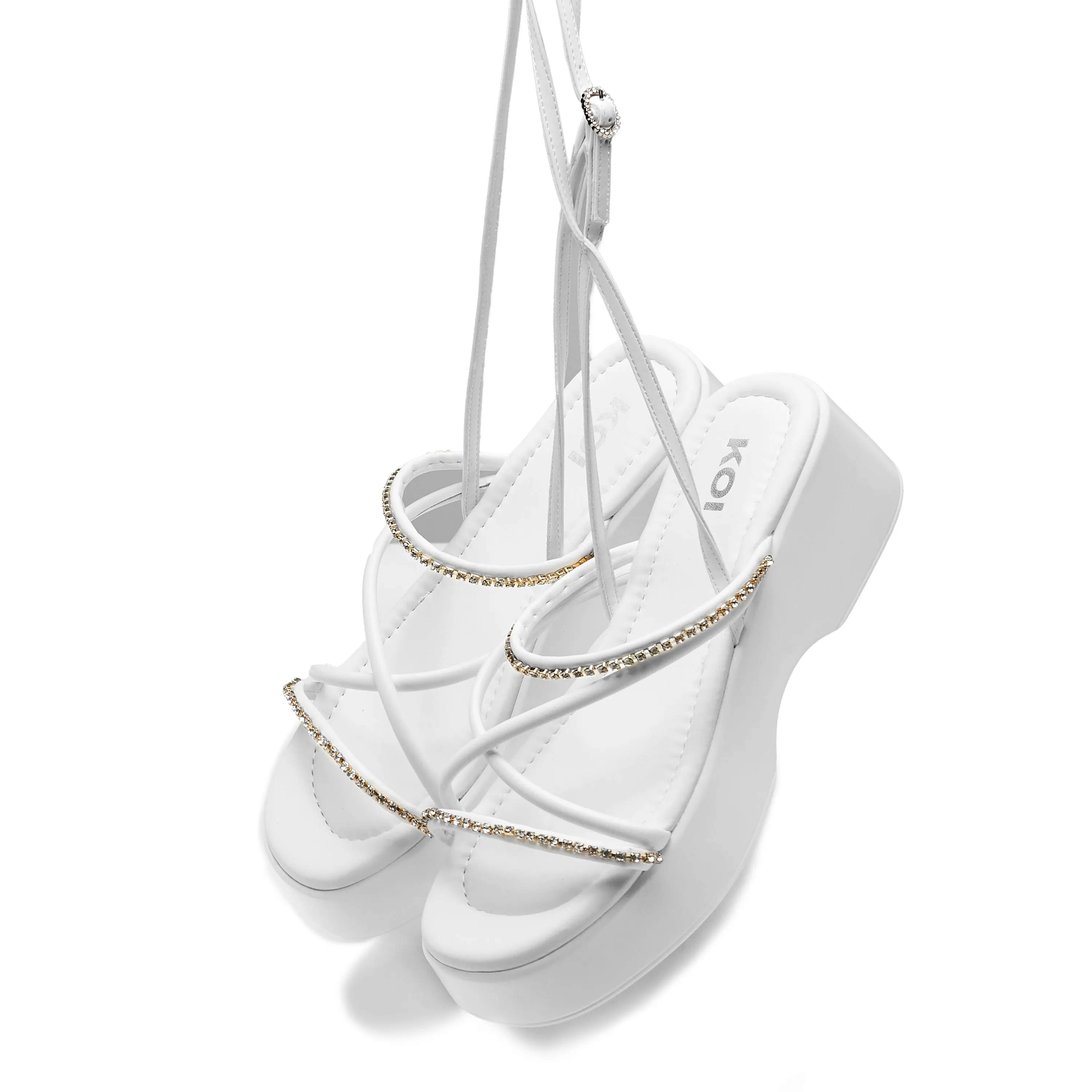 Monarch Strappy Diamante Sandals - White