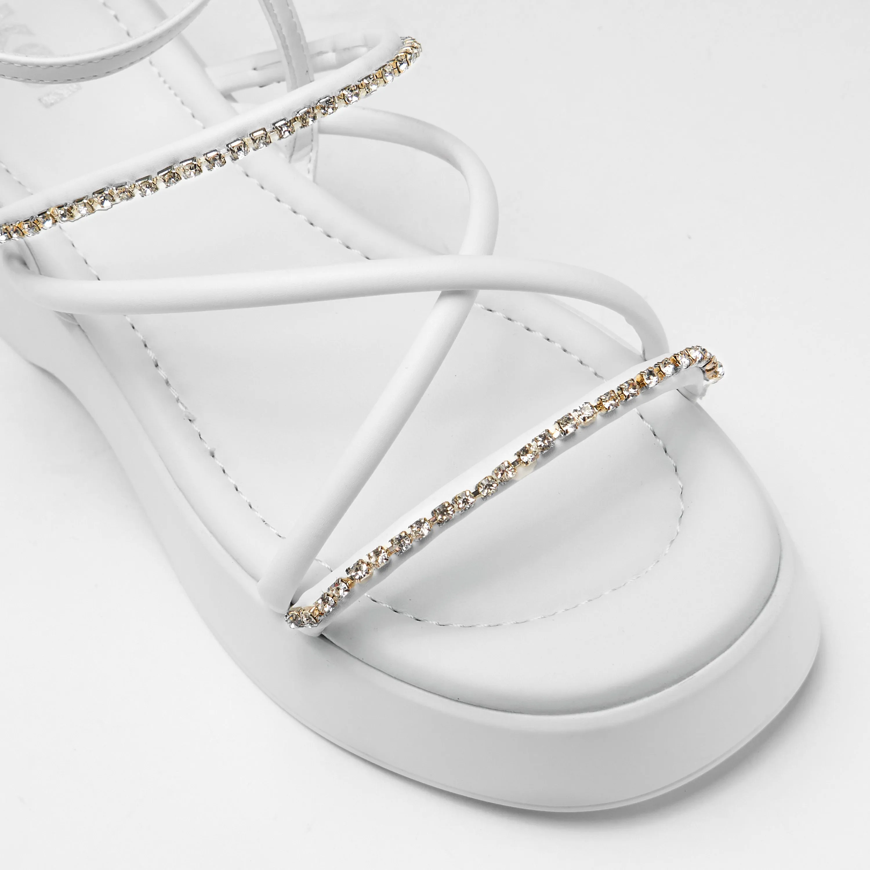 Monarch Strappy Diamante Sandals - White