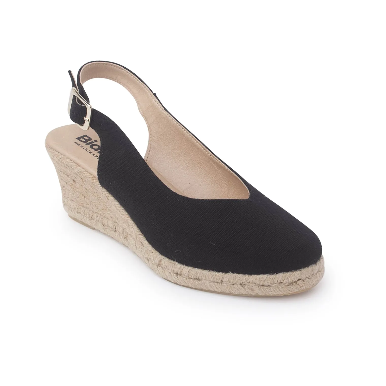 Murcia Organic Canvas Espadrille Wedges - Black